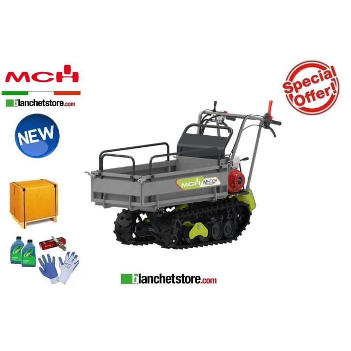 BROUETTE A CHENILLES MINI TRANSPORTEUR MCH M500H Honda GX200 500 KG Basculement Hydraulique