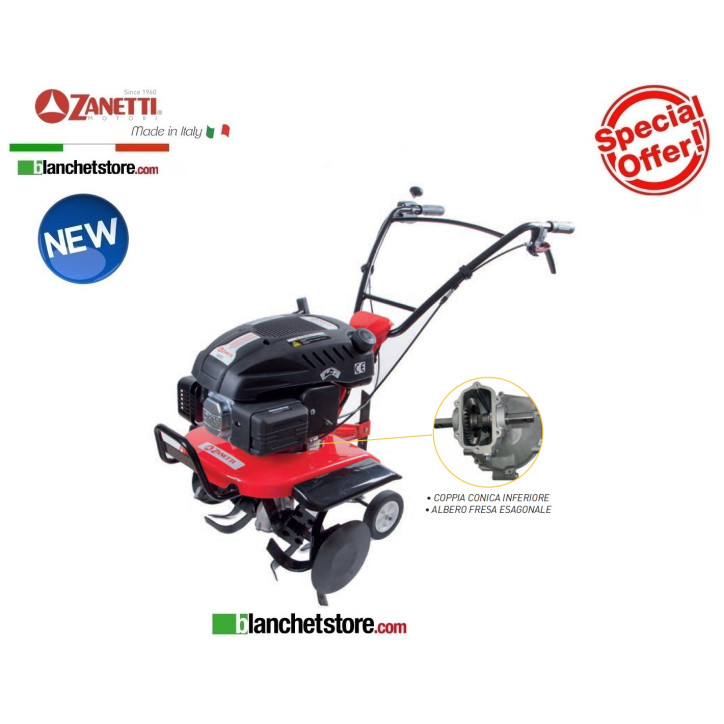 Motobineuse Zanetti ZBT 55.10 SA 160cc Vit. 1AV 5,0HP Equipee avec fraises 55 cm