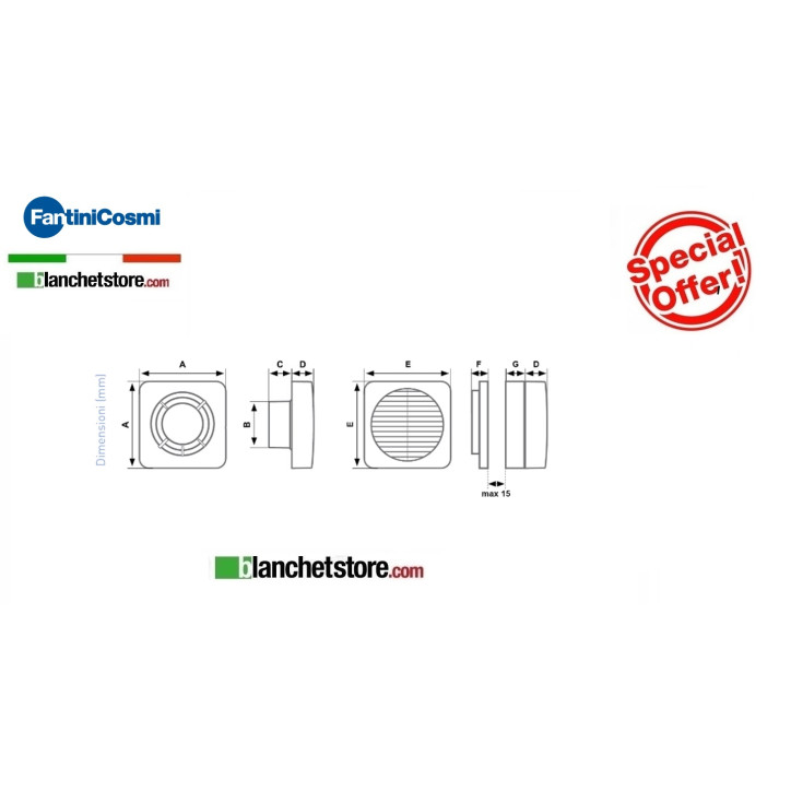 ventilateur d'extraction Aspira Mod. Aspirvelo d.12/4 220Volt