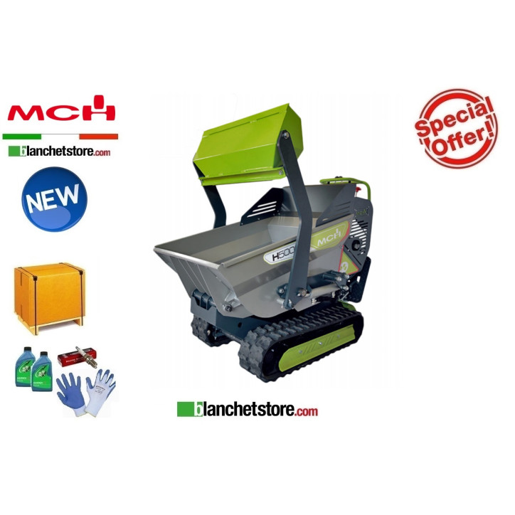 Brouette a chenilles autochargeuse MCH H500C Honda GX200 500KG Hydrostatique Basculement Hydraulique