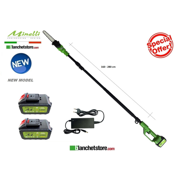 Minelli ENERQ5 telescopic cordless manual pruner with 2 Li-Ion batteries 21V 5,2AH Brushless