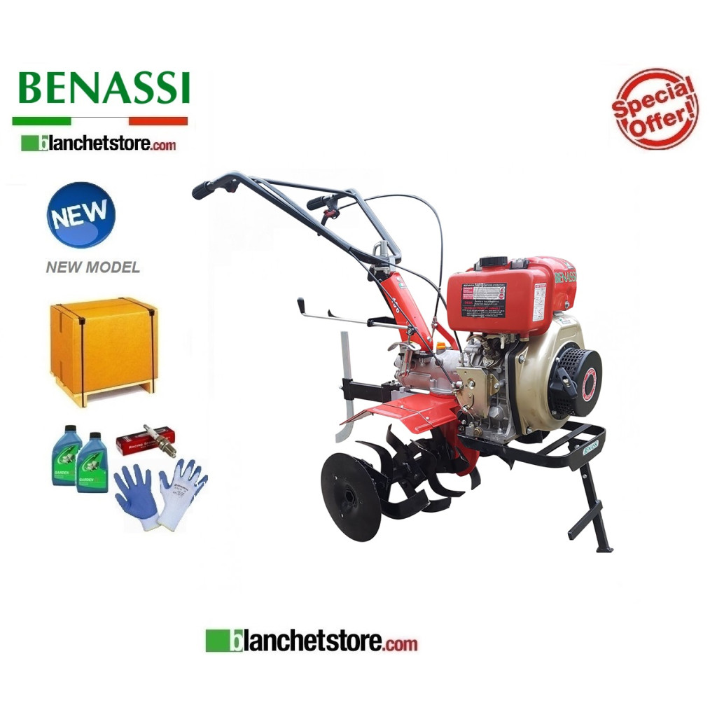 Benassi BL106 KD Garden Tiller with Hwasdan KD178FE Diesel engine 296cc 4.0Kw 4 Gearbox Cutter 90 cm