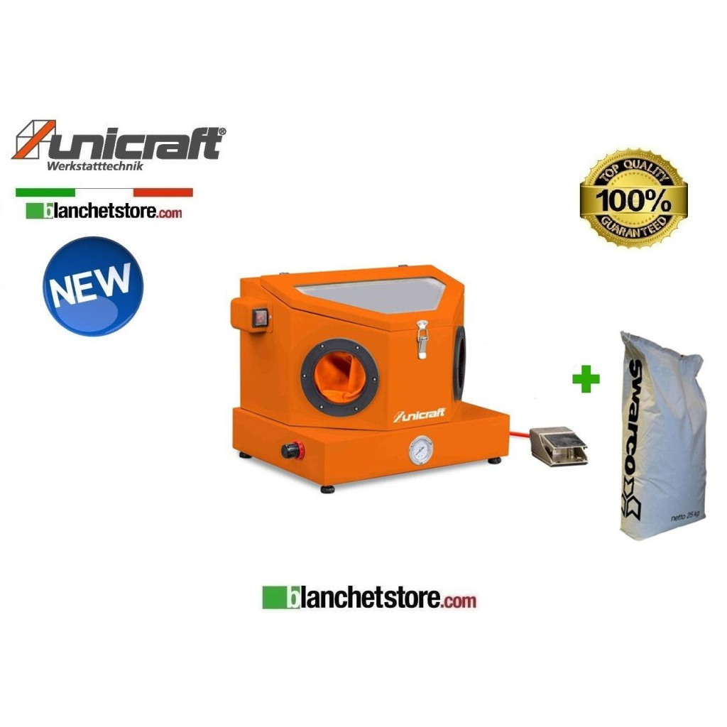 BENCH SANDBLASTING MACHINE UNICRAFT SSK1,5 25.4 LT 6204010 + UV25 70/110 glass micro sphere bag