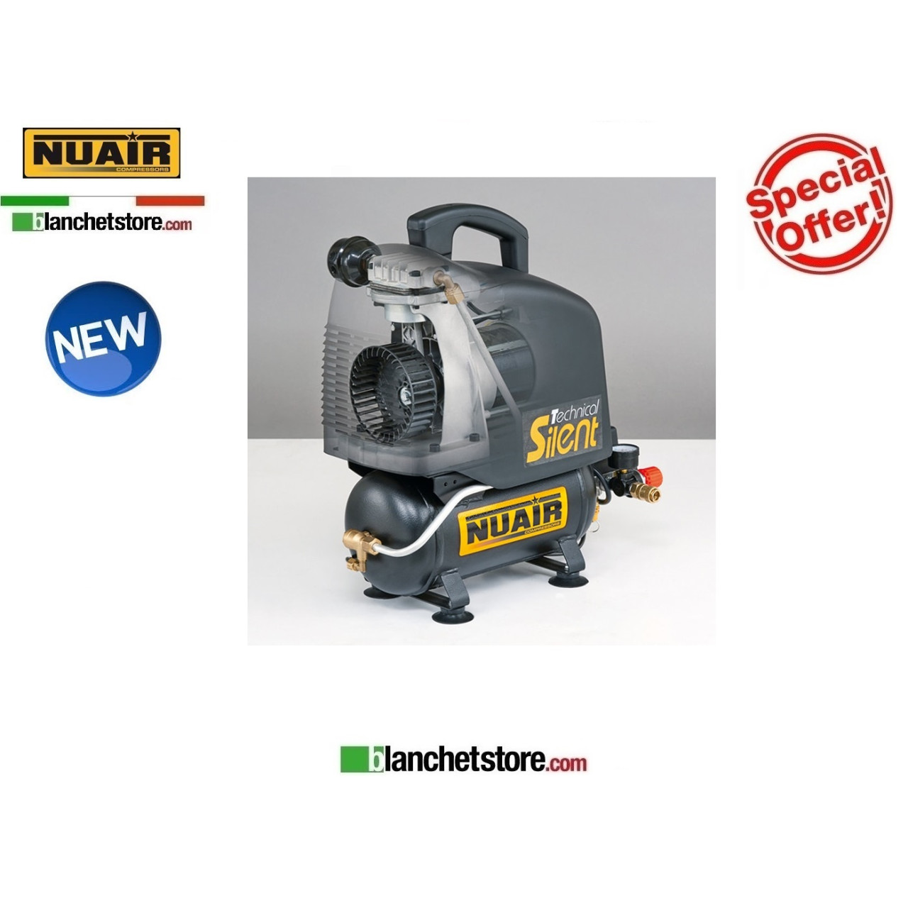 COMPRESSORE SILENZIATO NUAIR OM200/6 SILENT 1HP 6LT 220VOLT SILENZIATO