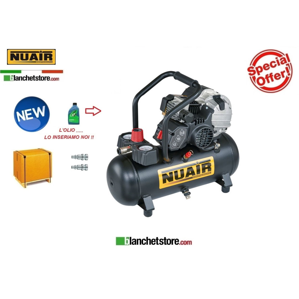 ELECTRIC COMPRESSOR NUAIR FE-227/10/12 2HP 12lt 220VOLT OIL LUBRICATED