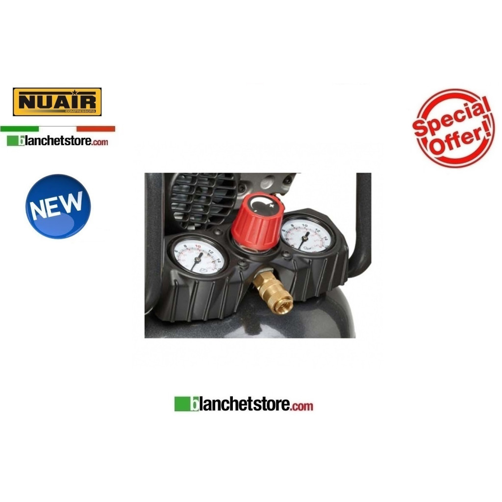 COMPRESSEUR ÉLECTRIQUE NUAIR FE-227/10/24V 2HP 24lt 220VOLT LUBRIFIÉ À L'HUILE