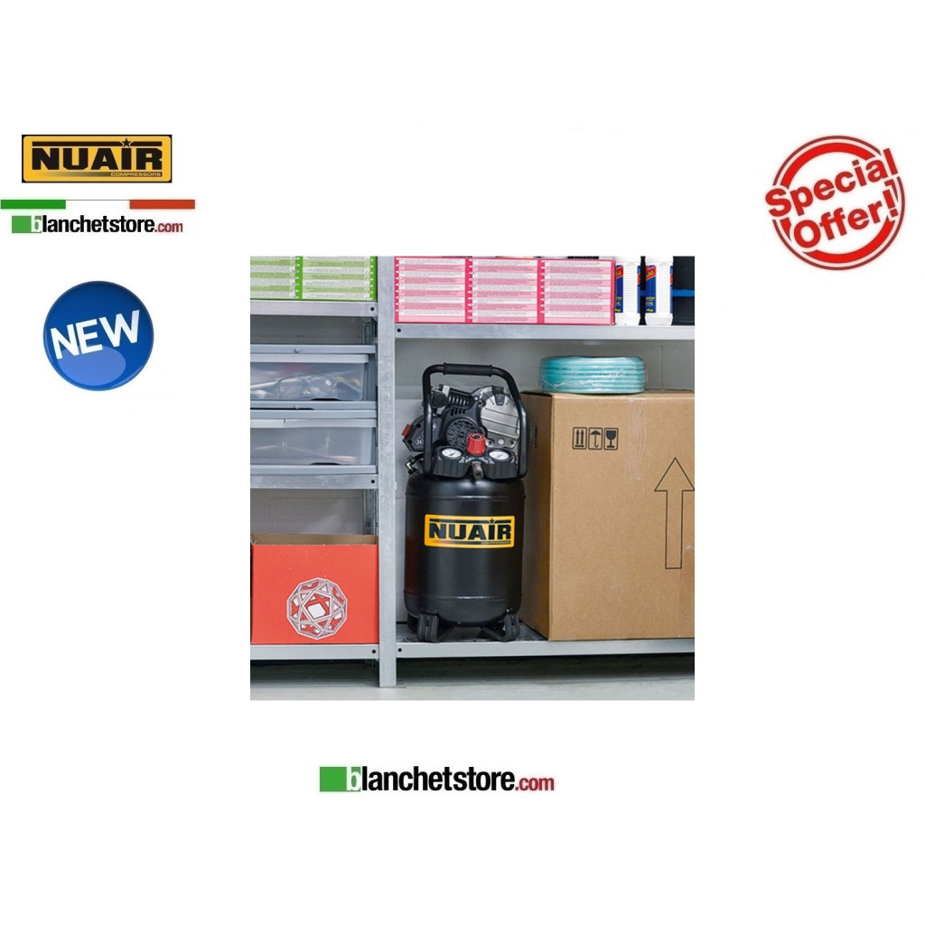 COMPRESSEUR ÉLECTRIQUE NUAIR FE-227/10/24V 2HP 24lt 220VOLT LUBRIFIÉ À L'HUILE