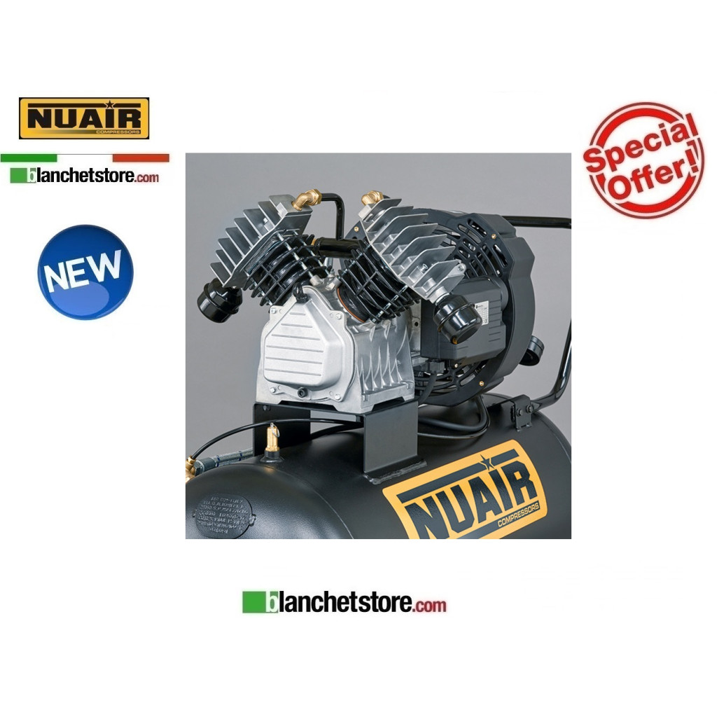 NUAIR GVM/50 3HP COMPRESSEUR ÉLECTRIQUE BI-CYLINDRE 50LT 220Volt PROFESSIONNEL