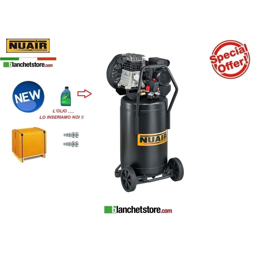 COMPRESSORE ELETTRICO NUAIR B2800B/3M/90V 3HP BICILINDRICO 90LT 220Volt PROFESSIONALE