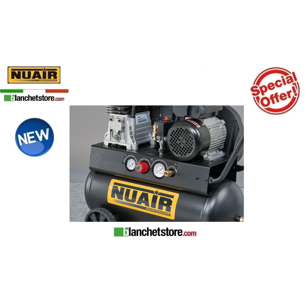 NUAIR B2800/B/2M/50 TECH-2HP COMPRESSEUR ÉLECTRIQUE BI-CYLINDRE 50LT 220VOLT PROFESSIONNEL