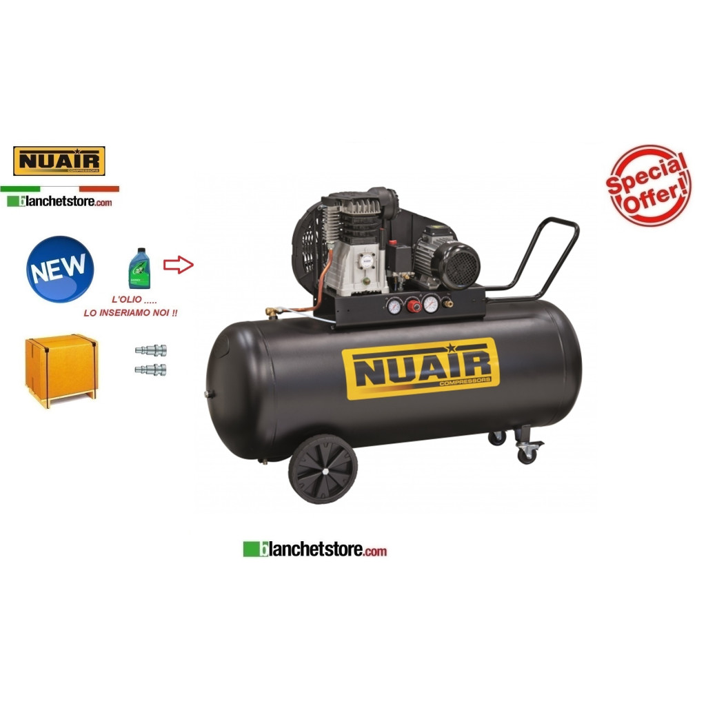 COMPRESSORE ELETTRICO NUAIR B3800B/3CM/270 TECH PRO LT/270 3HP 220V BICILINDRICO PROFESSIONALE