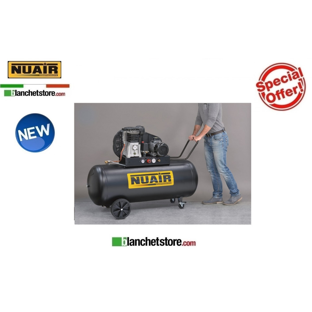 NUAIR B3800B/3CM/270 TECH PRO LT/270 3HP 220V COMPRESSEUR ÉLECTRIQUE BI-CYLINDRE PROFESSIONNEL