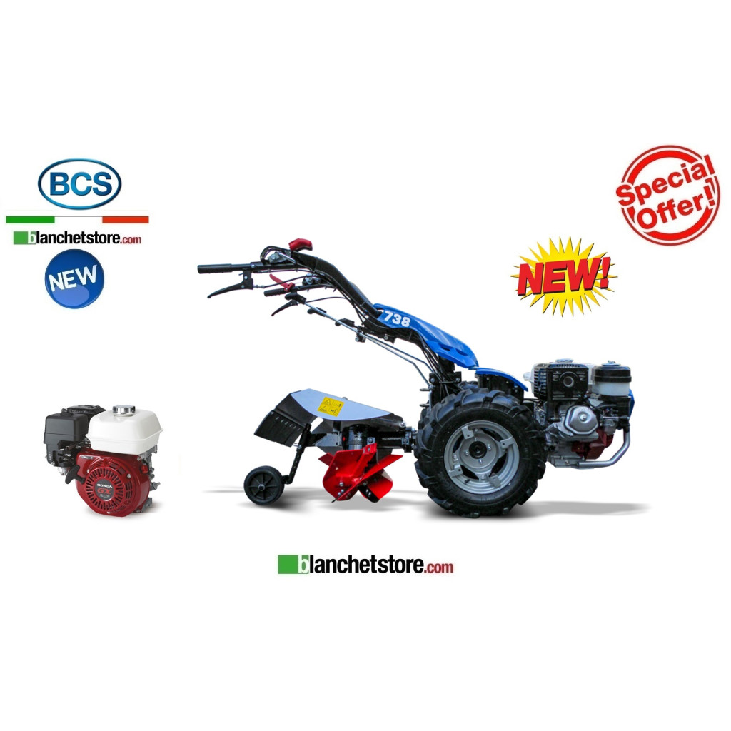 BCS 738 two-wheel tractor, Honda GX 340V engine + Groundblaster rotary plow