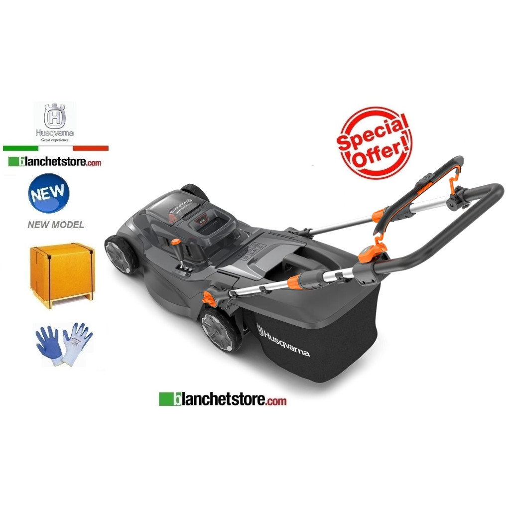 Husqvarna Aspire LC 34-P4A cordless lawn mower with 1 18V-N72 4.0A battery + P4A 18-C70 charger