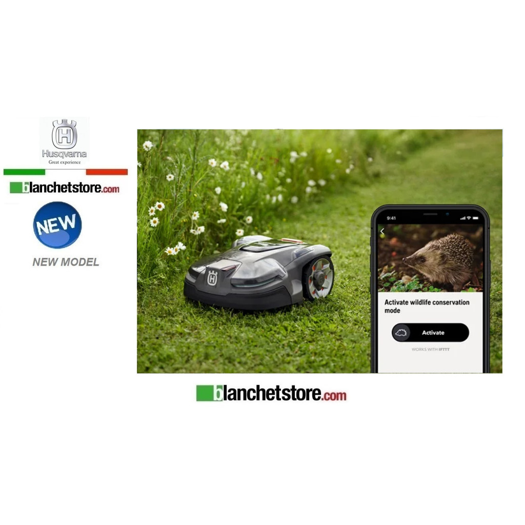 Robot tondeuse Husqvarna Automower 310E-Nera equippee avec kit Husqvarna Epos