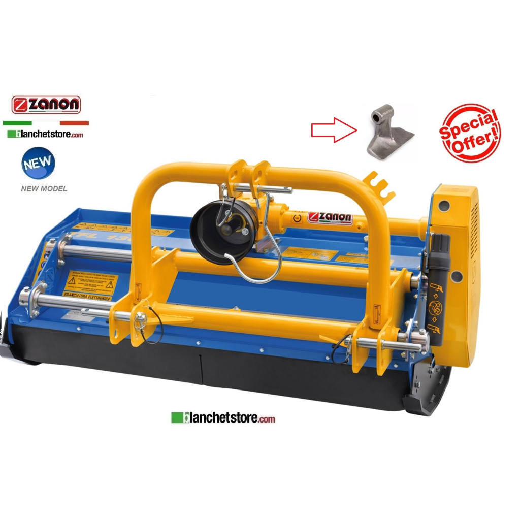 TRINCIAERBA E SARMENTI CON SPOSTAMENTO MANUALE ZANON TFL-S 130 PER TRATTORE 15-40HP CM 130 A MARTELLI - ROTAZIONE DESTRA 1003036