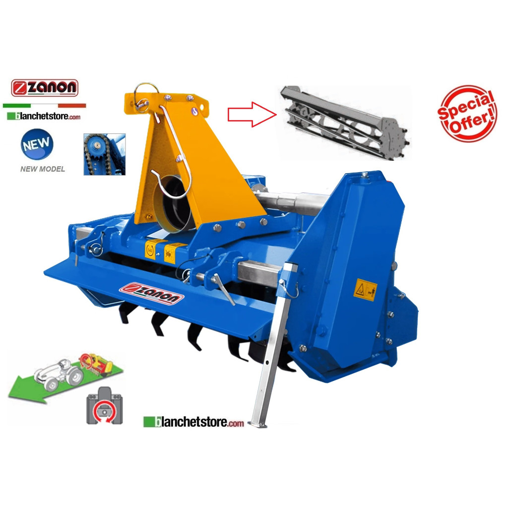 FRESATRICE ZANON FZG 125 FISSA CON RULLO A GABBIA PER TRATTORE 30-60HP CM 123 A ZAPPETTE - ROTAZIONE DESTRA 1003729