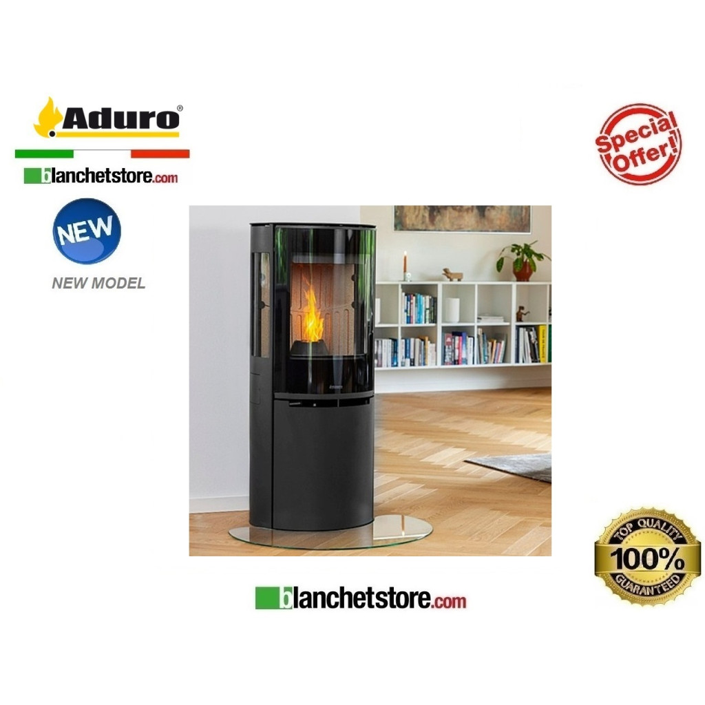 Pellet stove Mod. Aduro P5 Lux Satin Black Steel - 6,8 kW