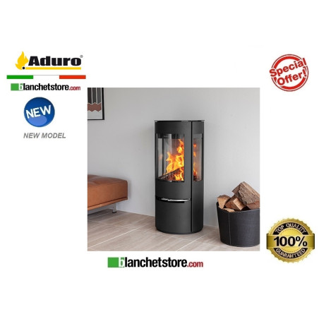 Stufa a legna Mod.Aduro 22 -Acciaio nero  5,5 Kw