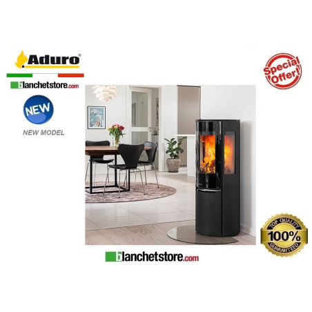 Stufa a legna Mod. Aduro 22.5 Lux -Acciaio nero  5,5 Kw