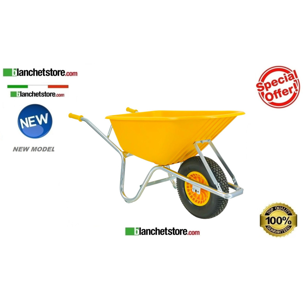 WHEELBARROW WITH PVC BUCKET STRONG CFPE 100 LT.100 PNEUMATIC WHEEL