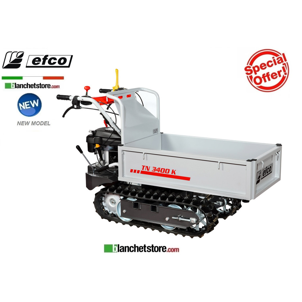 Brouette a chenilles Efco TN 3400K avec ridelles extensible Capacité 350Kg Moteur Emak K655 OHV