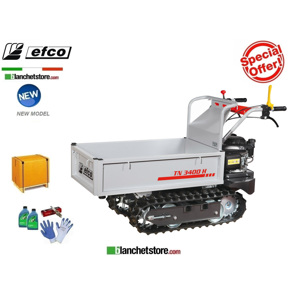 Motocarriola Efco TN 3400H cingolata cassone estensibile Portata 350Kg Motore Honda GCVx170 OHV