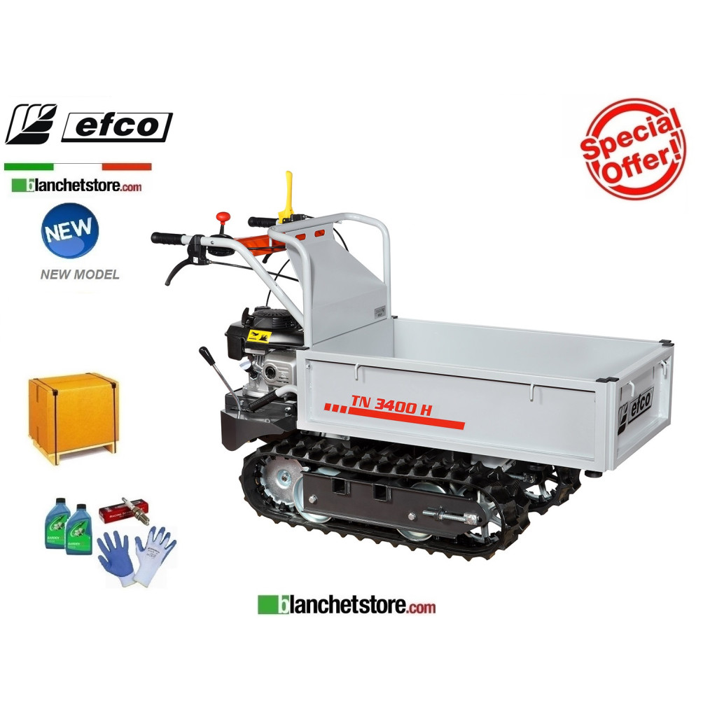 Brouette a chenilles Efco TN 3400H avec ridelles extensible Capacité 350Kg Moteur Honda GCVx 170 OHV