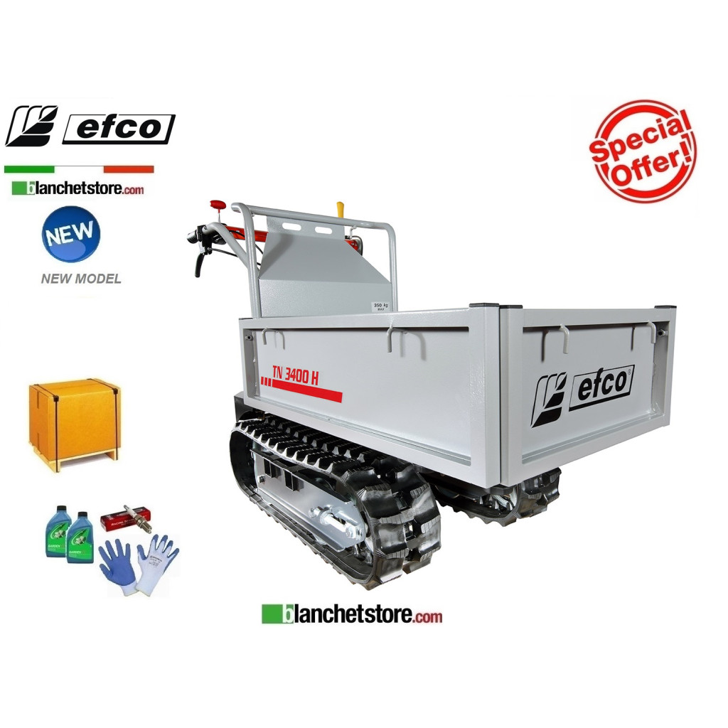 Brouette a chenilles Efco TN 3400H avec ridelles extensible Capacité 350Kg Moteur Honda GCVx 170 OHV