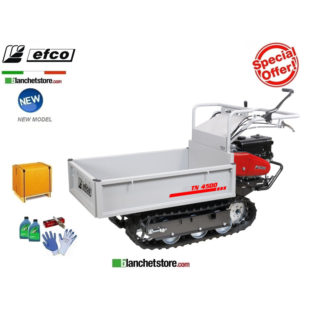 Brouette a chenilles Efco TN 4500 avec ridelles extensible Capacité 450Kg Moteur Emak K800 H