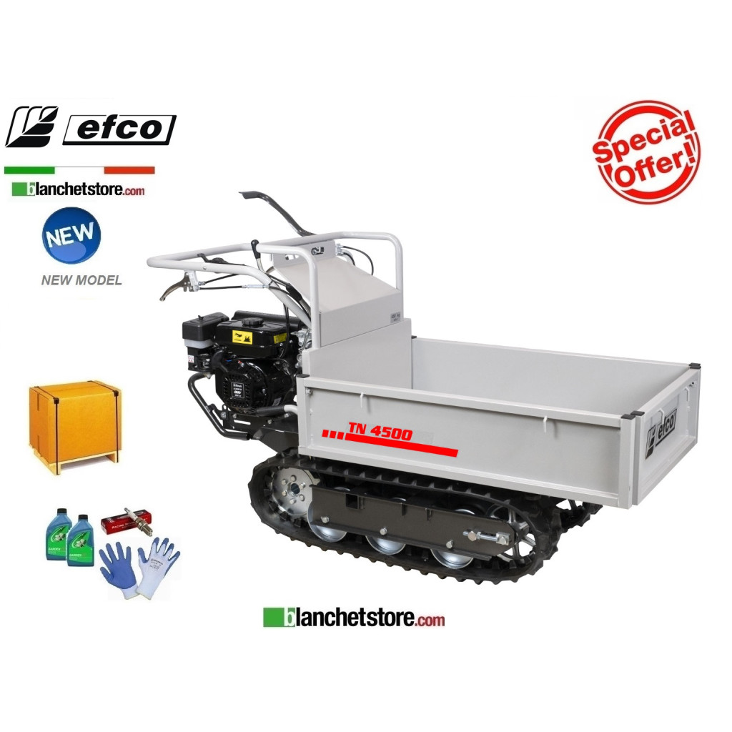 Brouette a chenilles Efco TN 4500 avec ridelles extensible Capacité 450Kg Moteur Emak K800 H