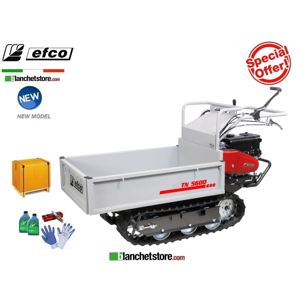 Brouette a chenilles Efco TN 5600 avec ridelles extensible Capacité 550Kg Moteur Emak K800 H