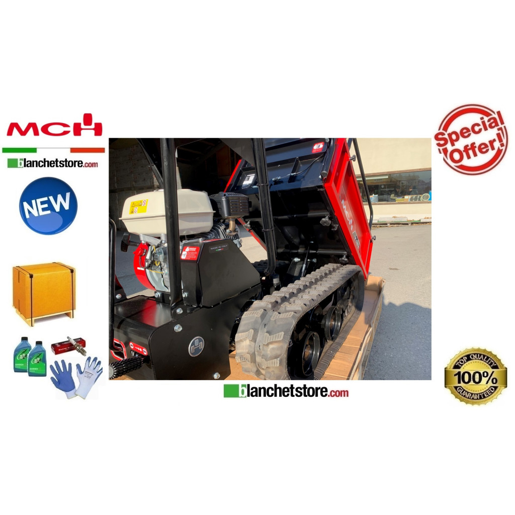 BROUETTE A CHENILLES MINI TRANSPORTEUR MCH T350 Honda GX160 350 KG Basculement Manuel