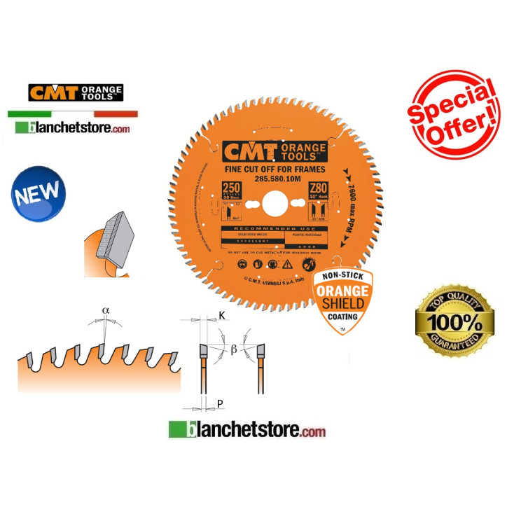 CMT circular saw blade for frames XTreme 285.580.10M d.250 f.30 80 teeth