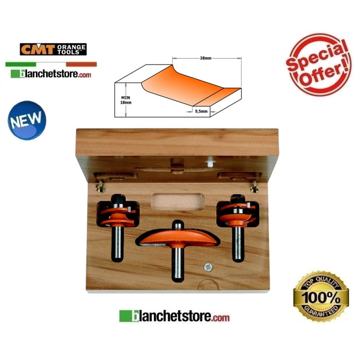 Jeu de 3 fraises à bois pour cuisines CMT 800.514.11C Tige 12,7 mm