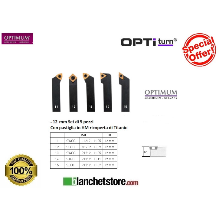 KIT JEU 5 OUTILS DE TOUR OPTIMUM MD 12 MM 050OP1666