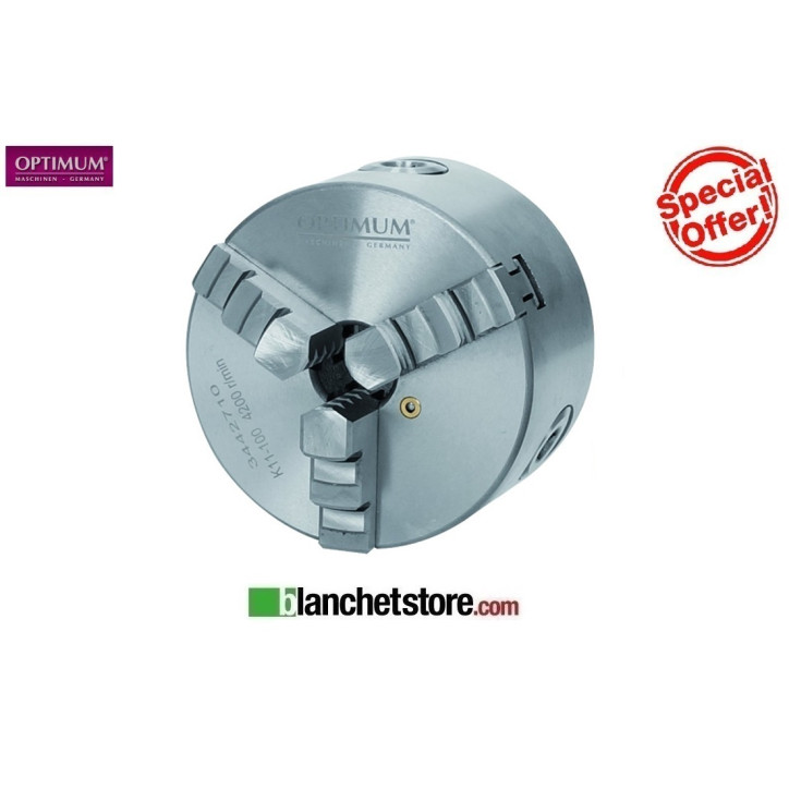 Autocentrante 3 griffe ghisa per tornio Optimum 3442710 D.100 mm Con serraggio concentrico