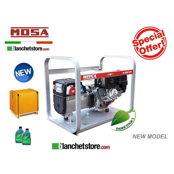 Generateur Mosa group electrogene GE 8000 HBT Honda GX390 Demarrage a lanceur