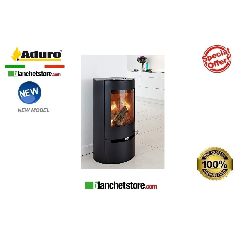 Stufa a legna Mod.Aduro 9.1 -Acciaio nero -Aduro Tronic 6 Kw