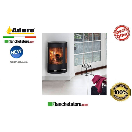 Stufa a legna Mod.Aduro 9.4 -Acciaio nero -Aduro Tronic 6 Kw