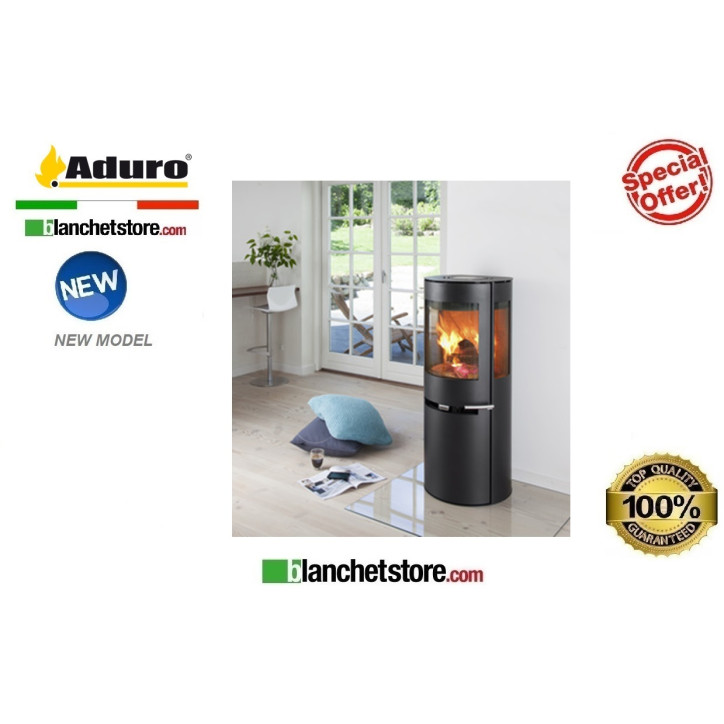 Stufa a legna Mod.Aduro 9.5 -Acciaio nero -Aduro Tronic 6 Kw