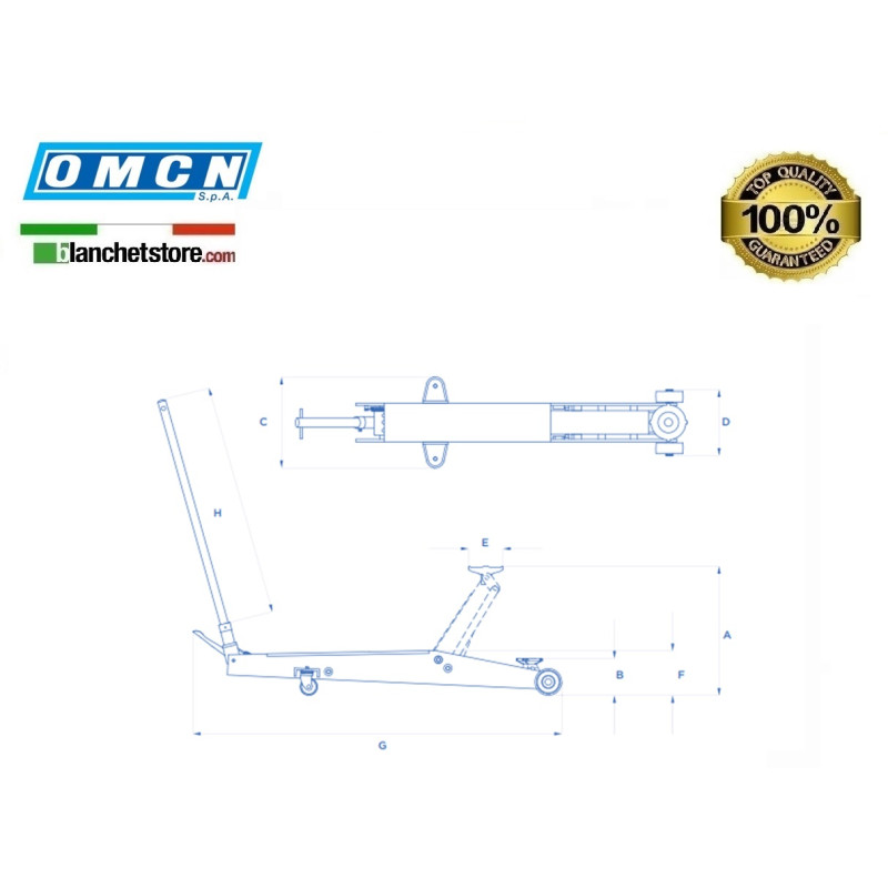 Cric Sollevatore Idraulico A Carrello per auto Da 1,2T Corto – OMCN – 112