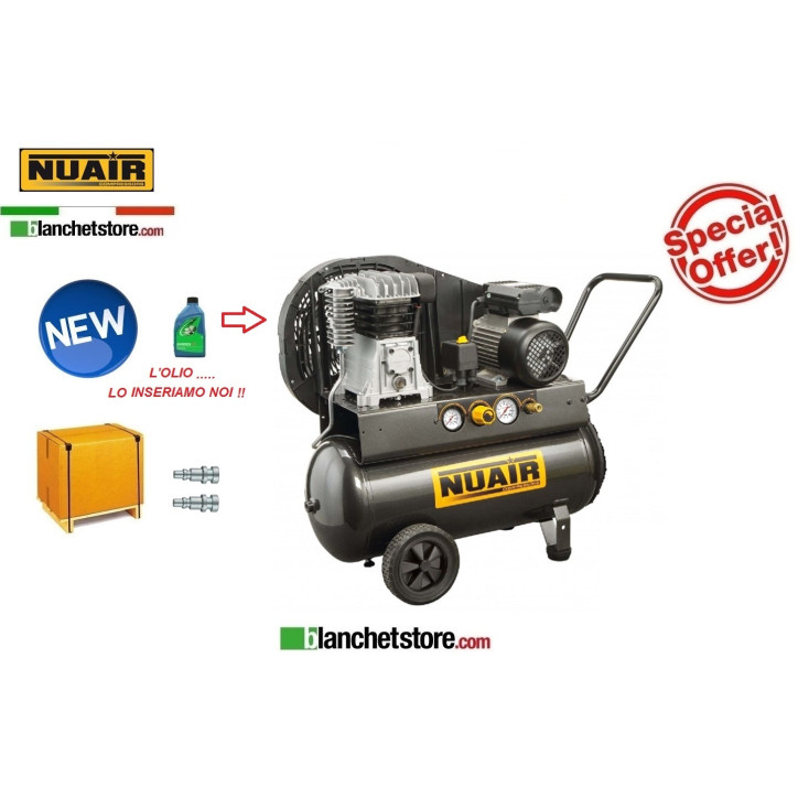 NUAIR B2800/B/2M/50 TECH-2HP COMPRESSEUR ÉLECTRIQUE BI-CYLINDRE 50LT 220VOLT PROFESSIONNEL