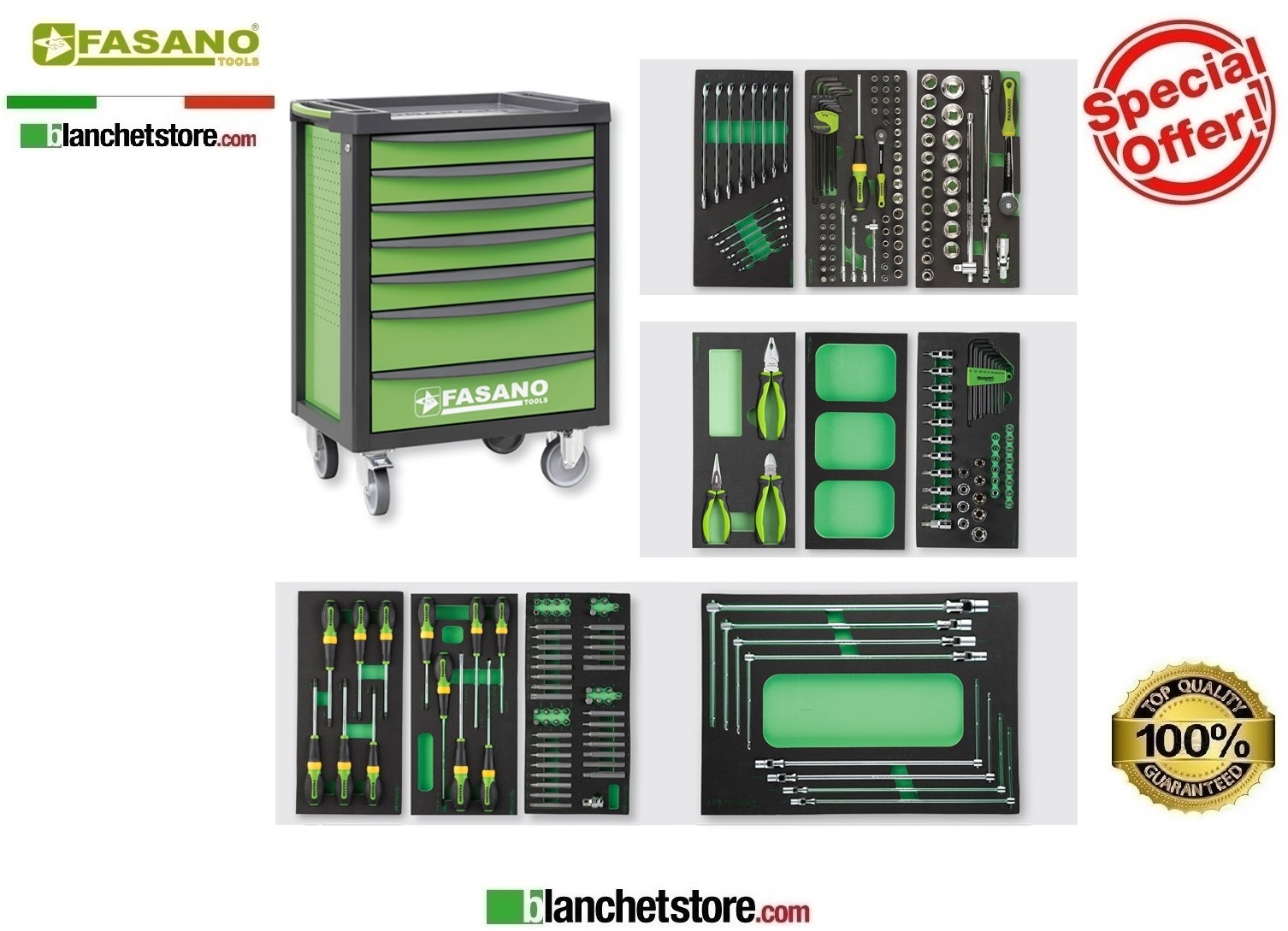 Tool trolley Fasano tools FG 100V/AS224 7 drawers