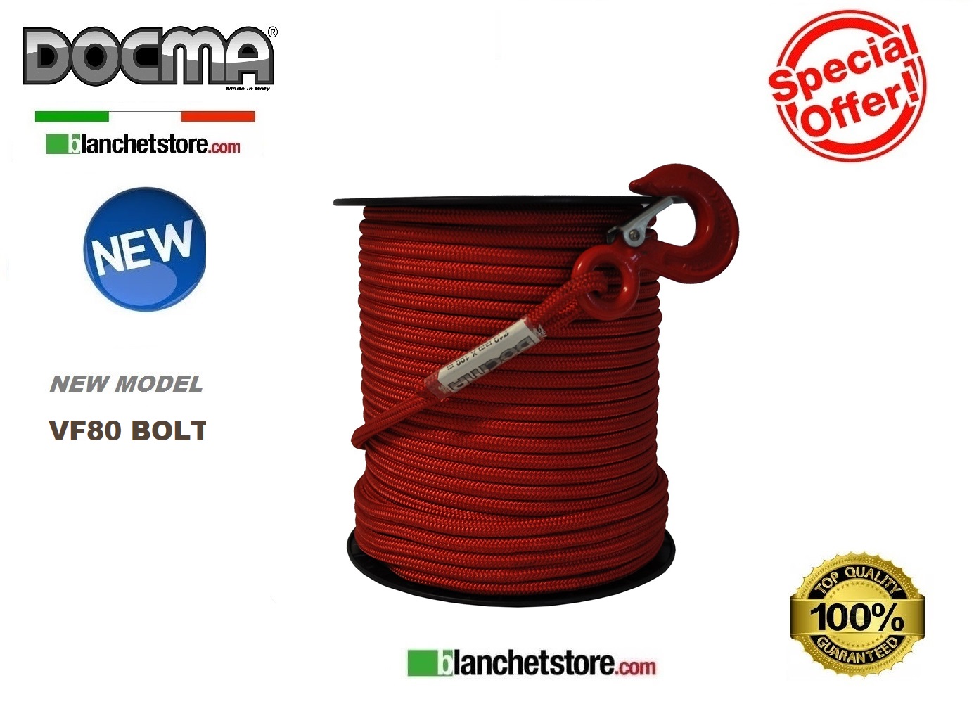 TREUIL PORTABLE FOREST WINCH DOCMA VF80 + FUNE 100 ML